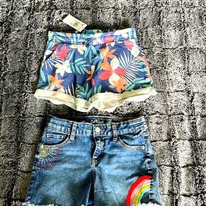 2 pairs shorts size 10 for Roxy’s size 10/12 for Cat & Jack girls jean shorts